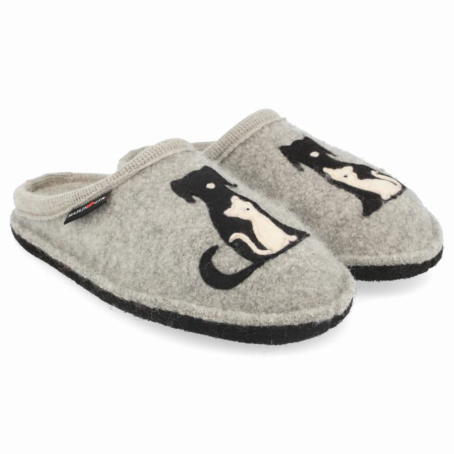 Pantofole Novelty Uomo Haflinger Canegatto Argento Grigie | ADW6411LK