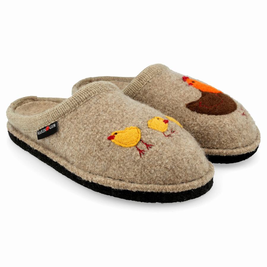 Pantofole Novelty Uomo Haflinger Gallina Beige | MHZ1044OG