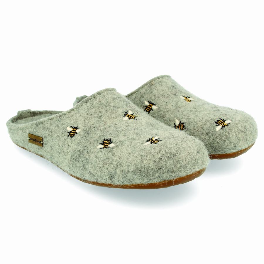 Pantofole con suola morbida Donna Haflinger Api Argento Grigie | EEL5578YQ