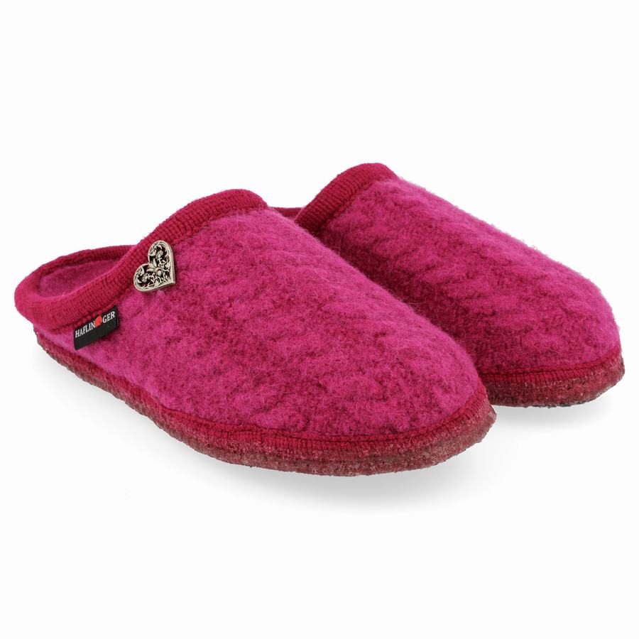 Pantofole con suola morbida Donna Haflinger Herzerl Rosa Rosse | MKC5155OU