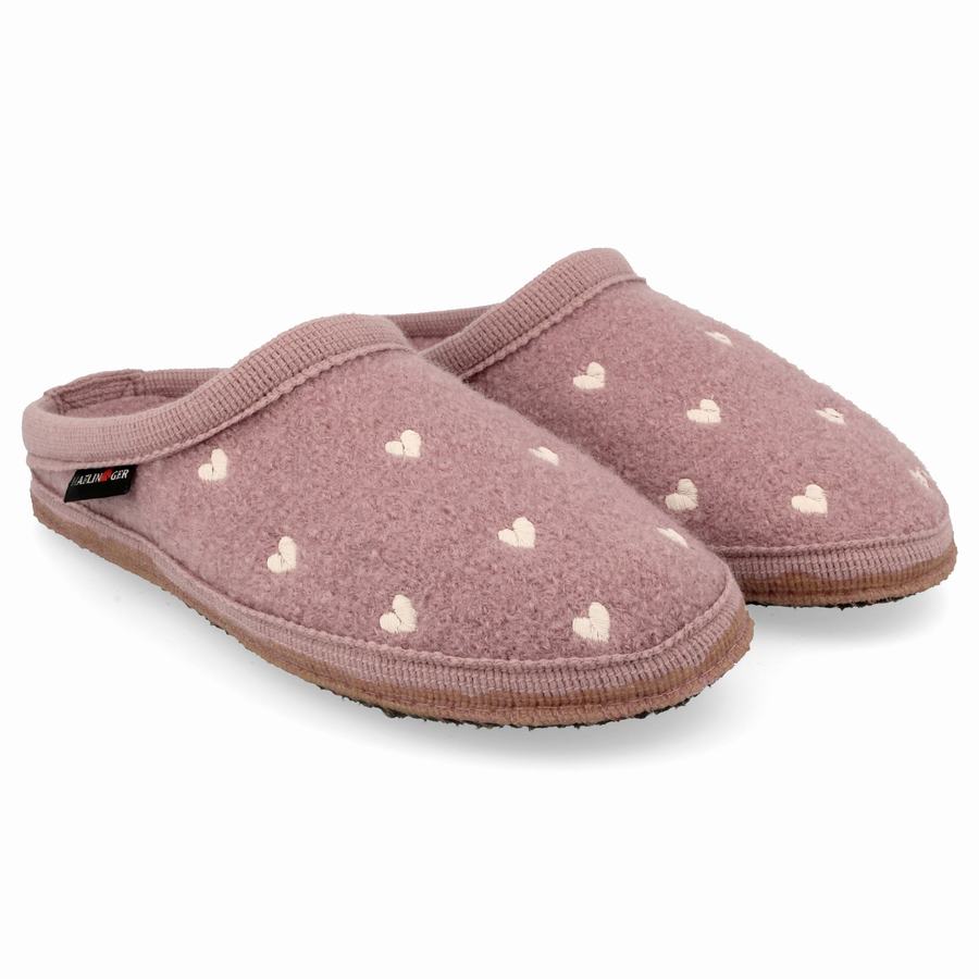 Pantofole con suola morbida Donna Haflinger Hearts Rosa | QJQ412NK