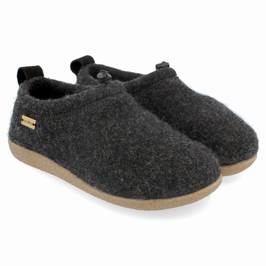 Pantofole con suola morbida Donna Haflinger Guido Grigie Scuro | UYN4434FX