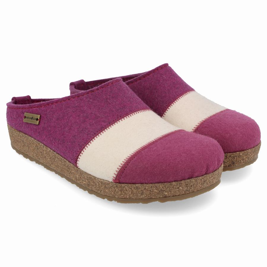 Zoccoli Donna Haflinger Lines Viola Bianche | VVW6973DV