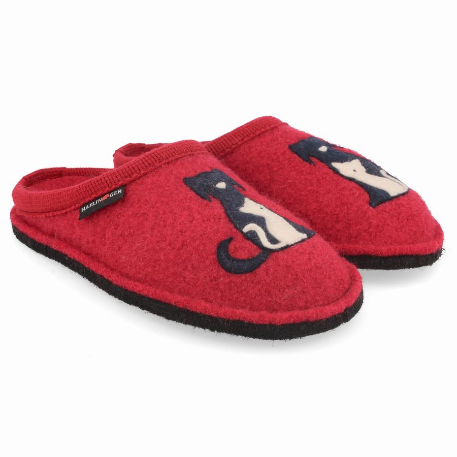 Pantofole Novelty Donna Haflinger Canegatto Rosse | DSZ2398RL