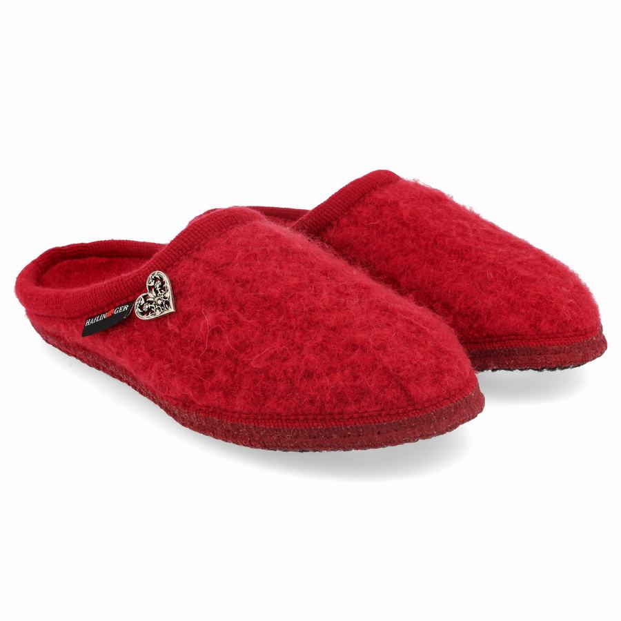 Pantofole con suola morbida Donna Haflinger Herzerl Rosse | DCP2285FW