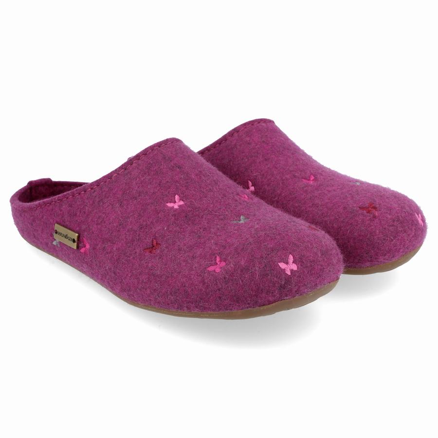 Pantofole con suola morbida Donna Haflinger Farfalline Viola | MYK9847ZP