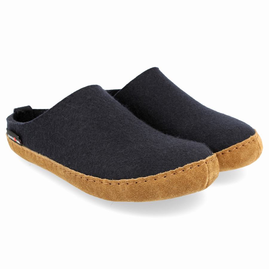 Pantofole con suola morbida Uomo Haflinger Emils Blu Marino | GQJ784LV