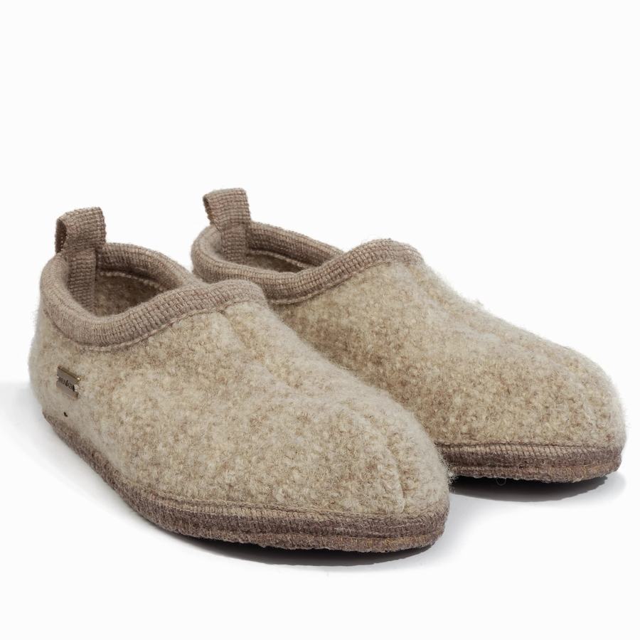 Pantofole con suola morbida Uomo Haflinger Freddie Beige | MQM549JM