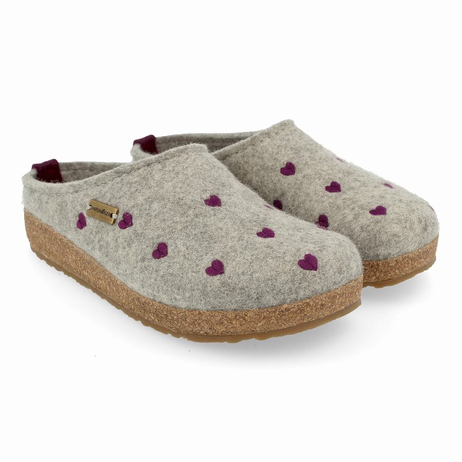 Zoccoli Donna Haflinger Cuoricini Argento Grigie | TAD6888LK